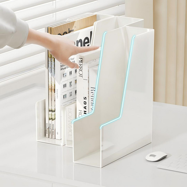 랜드샵 파일꽂이 책상 정리함 데스크 수납 박스 문서 정리, 1개, 화이트
