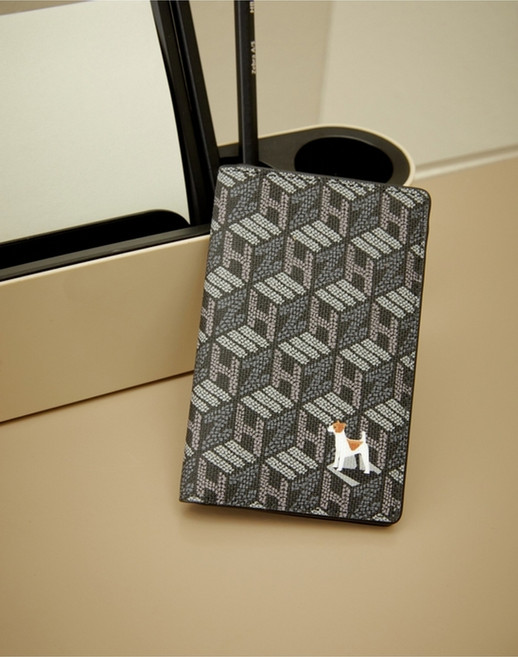 25SS [스테디셀러] 블랙 이니셜로고 가죽 카드지갑 WUHO5E902BK