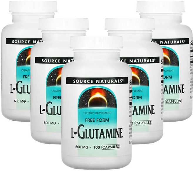 소스네츄럴스 L-글루타민 500 mg 100 캡슐, 5팩, 100정 - 쿠팡