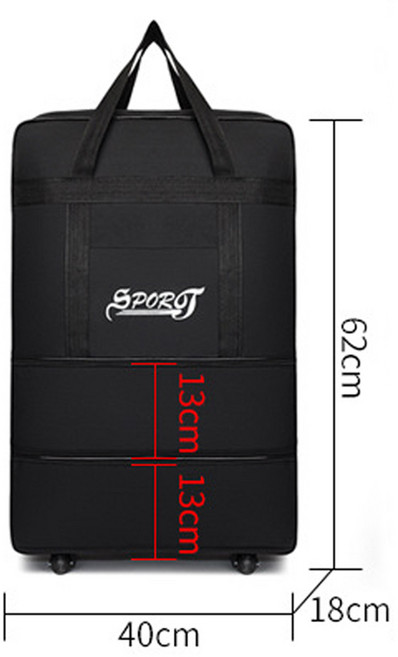 BLACK K7 접이식 더플백 출장기내용 항공화물용 가방 유니버설 휠 대용량 옥스퍼드 여행가방