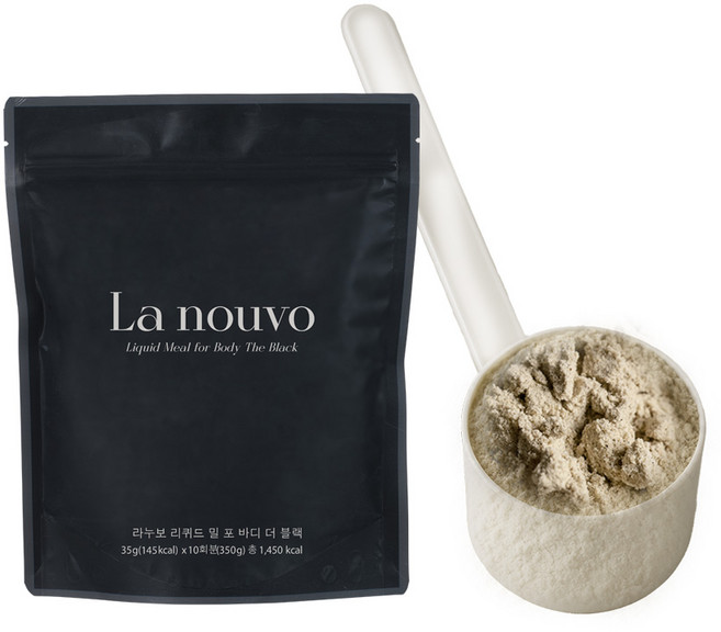 라누보 리퀴드밀 쉐이크 더 블랙 흑임자맛 대용량 (10회분/스푼 포함) 다이어트 쉐이크, 1개, 350g