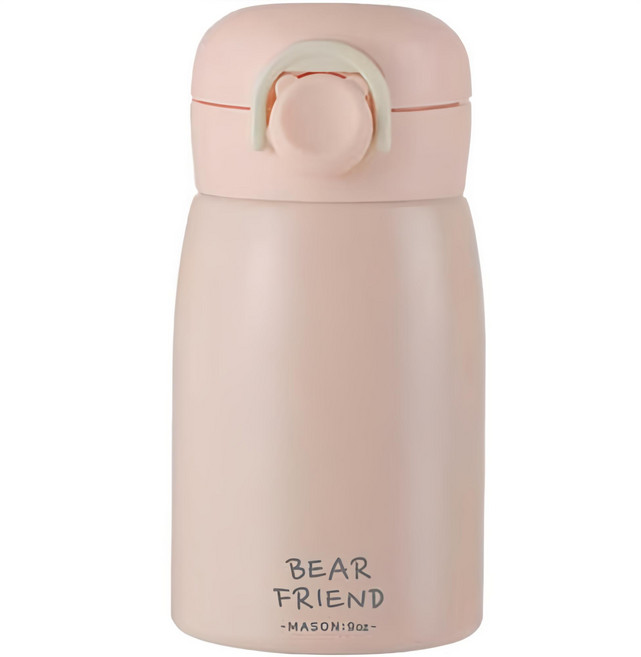 푸코 베어 프렌드 원터치 보온병, 핑크, 260ml, 1개