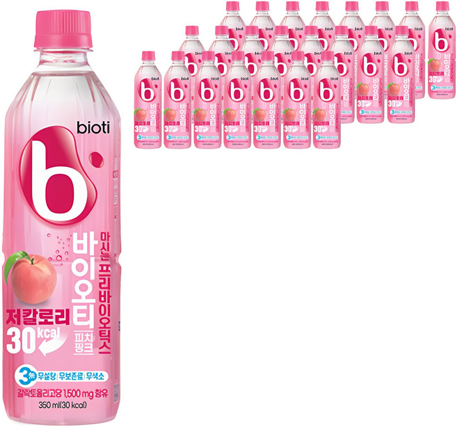 바이오티 마시는 프리바이오틱스 피치핑크, 350ml, 24개