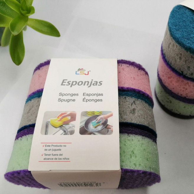 호텔에 납품하는 고급 원형 고밀도 스펀지 수세미, 1세트, 6개