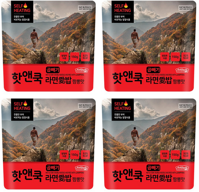 이지밥 핫앤쿡 곱빼기 라면애밥 짬뽕 4개, 150g