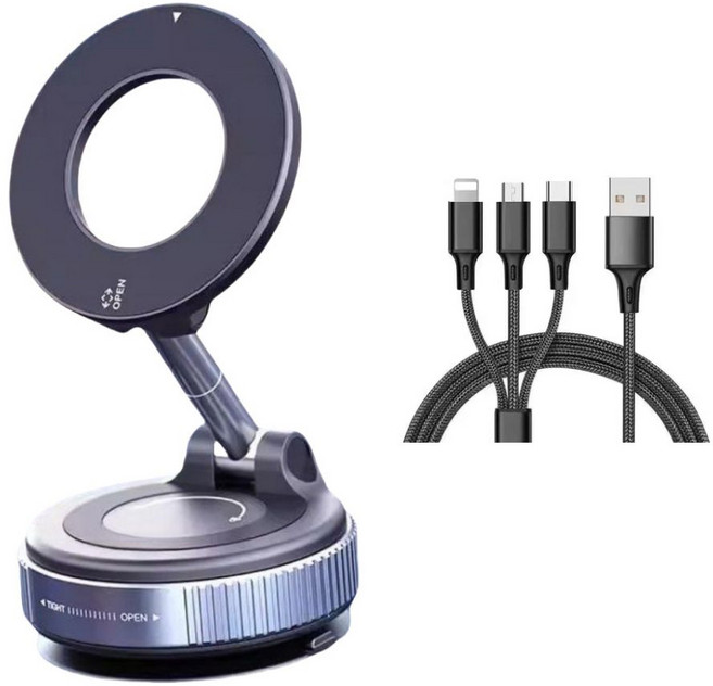 굿올굿즈 강력흡착 맥세이프 차량용 거치대 USB케이블, 클래식블랙, 1개