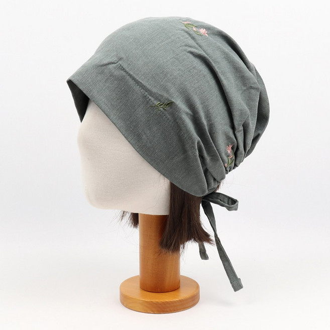 비토스 국내제작 꽃 자수 순면 밴딩 두건 중년 여자 실내 모자 항암모자