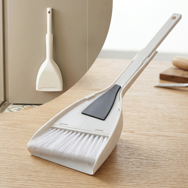 InLoop 자석부착 방비 빗자루 쓰레받기 세트, 화이트, 1개