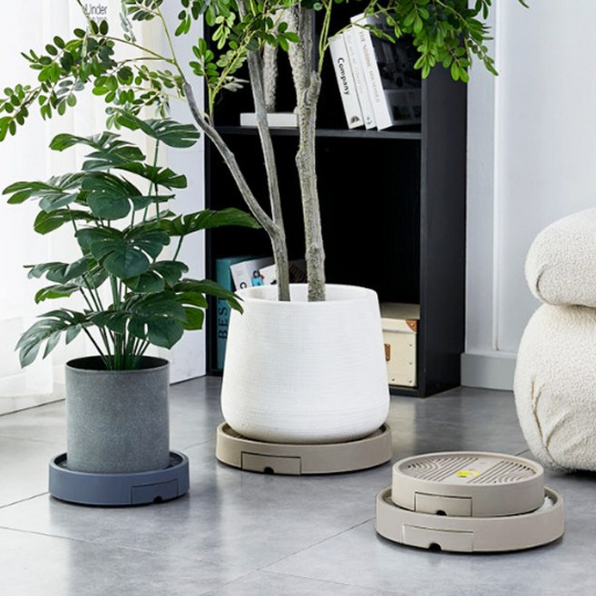 다스몰 이동식 물받이 화분 받침대 대형 이동식 원형 받침대, 모카그레이, 1개