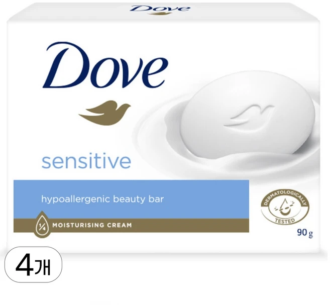 도브 센스티브바 100g 비누 뷰티바 (독일산), 90g, 4개입 - 쿠팡