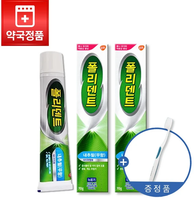 폴리덴트 의치 부착재 내추럴 무향 70g 2개, IB1183 - 쿠팡
