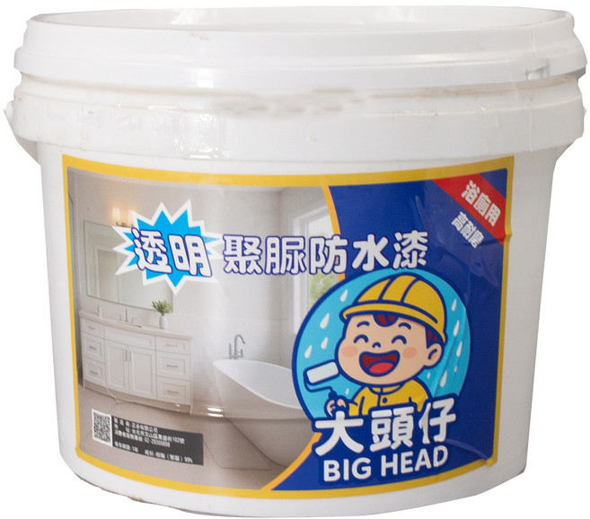 大頭仔 透明聚脲防水漆 浴廁用 高耐磨, 1個
