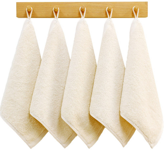 어메니티타올 40수 코마사 무형광 주방 고리 수건 70g 세트, 무염색, 5개