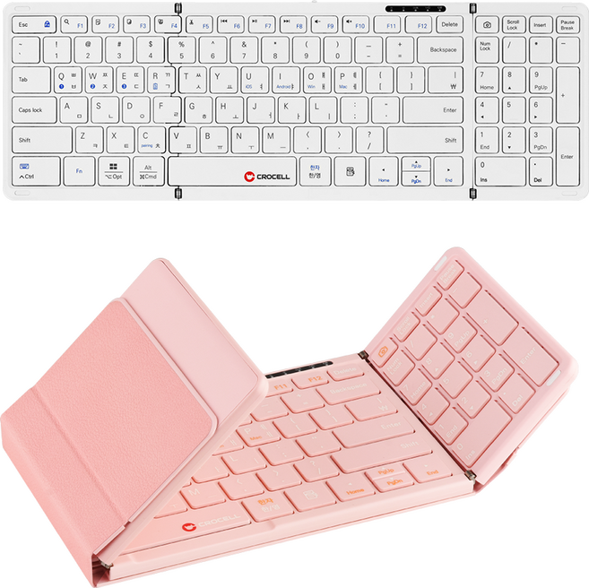 크로셀 C-Flip Pure 블루투스 3단 접이식 키보드 멀티페어링 3대지원 초슬림, 제조사축, PURE_화이트