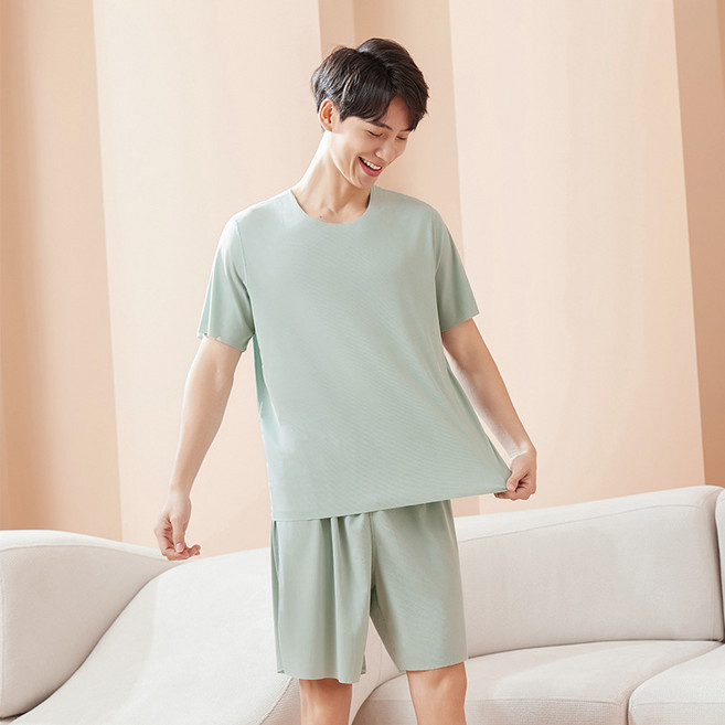 男女時尚家居服套裝 夏季清涼短袖圓領睡衣