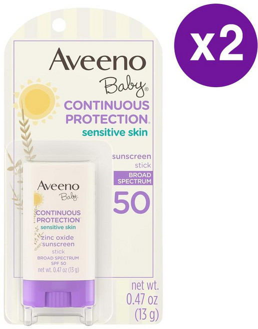 아비노 베이비 컨티뉴어스 프로텍션 썬스틱 SPF 50 13g 2개 Aveeno Baby Continuous Protection Sensitive Skin