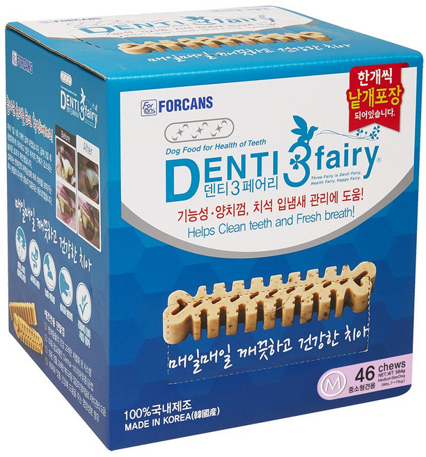 [45종선택 사은품] 포켄스 덴티페어리 디스펜서 강아지 대용량 덴탈껌 치아치석관리도움, 1개, 584g, 디스펜서 M 46개입, 증정.26