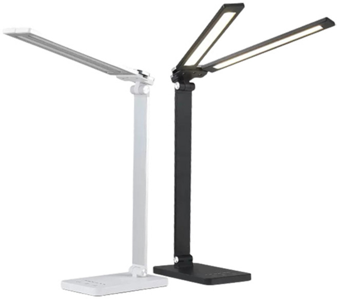 四方館 LED雙頭檯燈 五色溫 定時關機 滑動調光 廣域照明 適用閱讀工作 白色