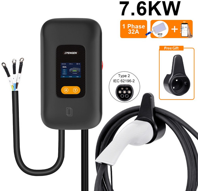 전기 자동차용 EV 월박스 충전 타입 2 커넥터 앱 제어 16A 32A 7.6kW 11kW 380V, 01 TYPE2, 01 7.6KW 32A 1 phase