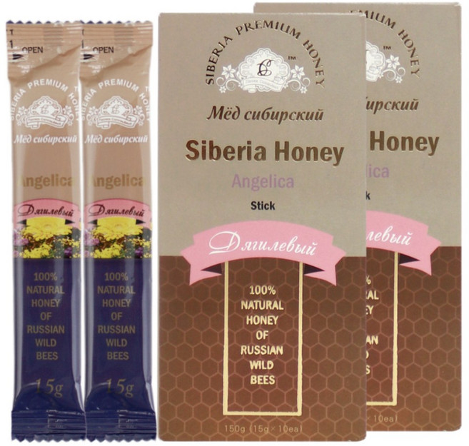 시베리아 당귀꿀 스틱 세계5대 명품꿀 러시아 알타이 토종 야생화 숙성 수입 자연산 벌꿀, 150g, 2개