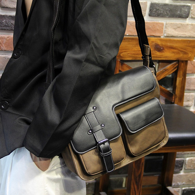 남성 빈티지 가로형 메신저백 캐주얼 숄더 크로스백