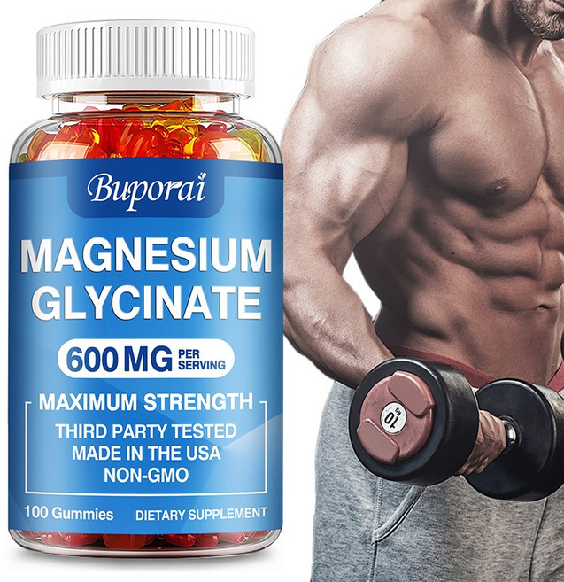 마그네슘 글리시네이트 600mg - 휴식 및 수면 증진 뼈 건강 높은 흡수율, 3개, 100정