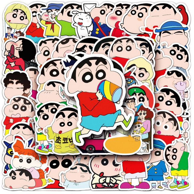 애니메이션 방수 스티커 50장 다꾸 다이어리 꾸미기 스케이드보드, 50개, 짱구 기본