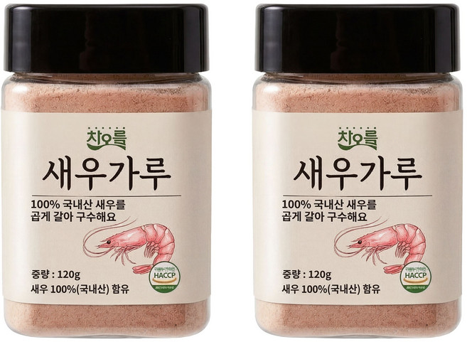 차오름 국내산 구운 새우가루 무첨가 미세분말 HACCP 인증 해물 조미료, 2개, 120g