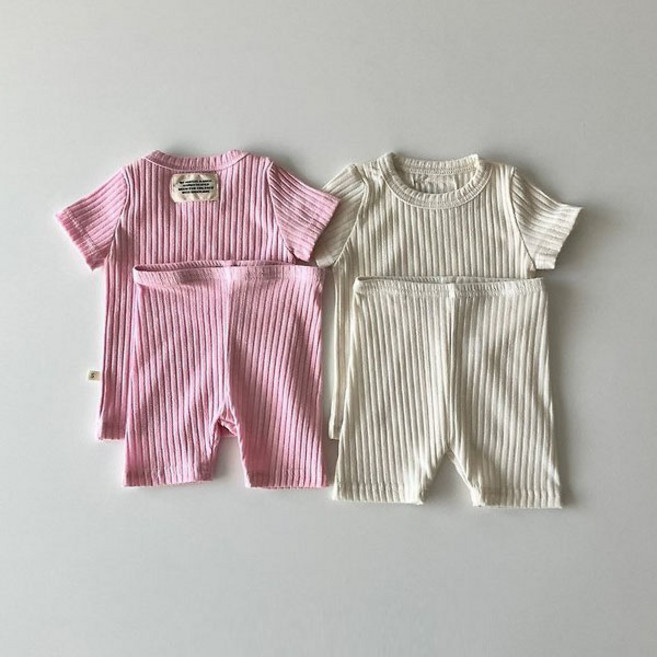 6개월 아기잠옷 돌 여아 반팔 골지 실내복 세트