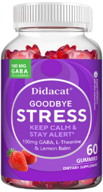 가바 L-테아닌 레몬밤 100mg 함유 젤리 - 맛있는 딸기맛 비건 젤리, 1개, 60회분