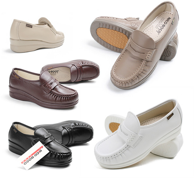 이에스슈즈 니코보코 여성 클래식 단화 천연가죽 효도화 단화 로퍼 컴포트화 간호화 근무화 - CW-003