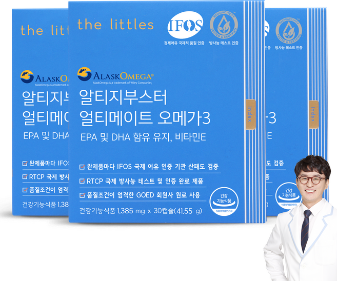 더리틀스 알티지부스터 얼티메이트 EPA DHA 알티지 오메가3 rTG 30캡슐 3박스, 30정, 3개