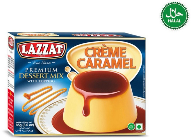 Lazzat Halal Premium Creme Caramel Dessert Mix 할랄 크림 카라멜 디저트 믹스 라자트, 85g, 1개