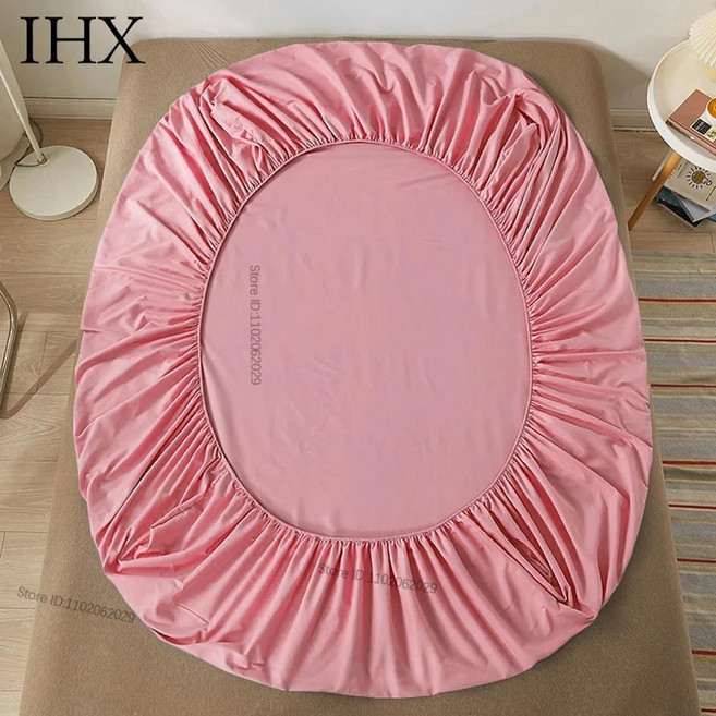 순면 침대용 피티드 시트 부드럽고 통기성 매트리스 커버 탄성 밴드 싱글더블킹퀸 사이즈, 1개, 9. Pink / G. 150x190cmx30cm