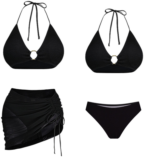 모노소울 몸매보정 섹시 그레타 홀터 3피스 언더붑 비키니 수영복, 검정(리얼섹시 무조건소장 블랙!), L (66 - 77)
