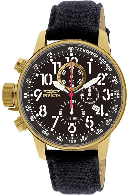 Invicta 남성용 포스 46mm 쿼츠 골드 도금 시계 블랙