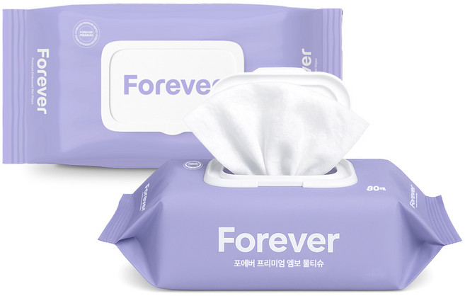 포에버 프리미엄 엠보 물티슈 캡형 80매 8개, 420g