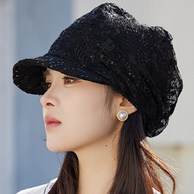 데이즈원 여성 비니 두건모자 중년 레이스 챙모자