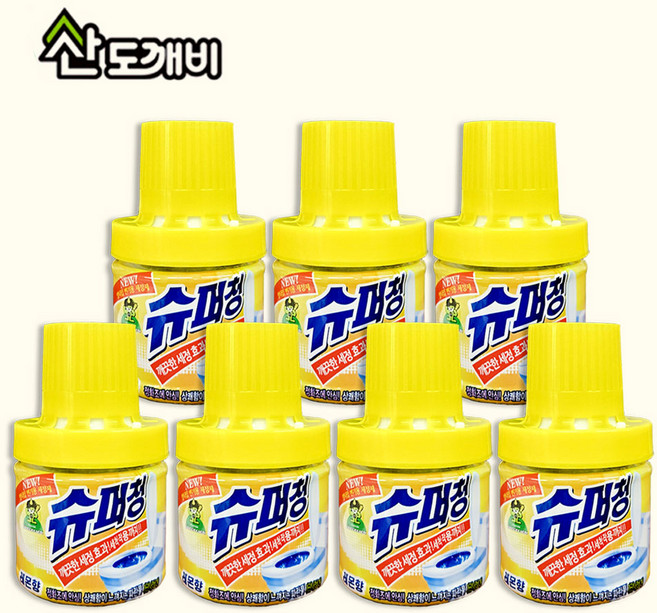 산도깨비 슈퍼청 레몬향 라벤더향 180g 변기세정제 병타입, 7개