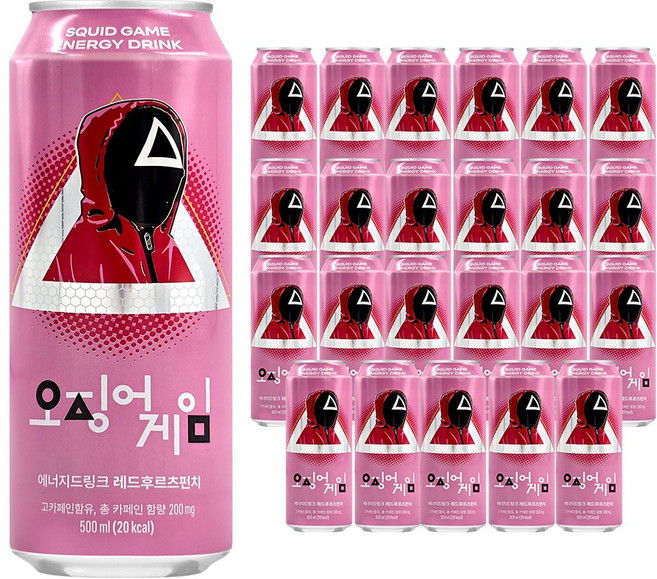 넷플릭스 오징어게임 에너지음료 후르츠펀치, 500ml, 24개