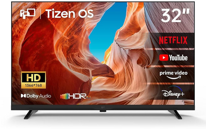 플레이 및 캐스트가 내장된 FPD 32인치 스마트 TV TV HD 720p HDR 10 돌비 오디오 음성 리모컨 스트리밍 라이브 TV 팔레트 시리즈 CG32-P3 모델
