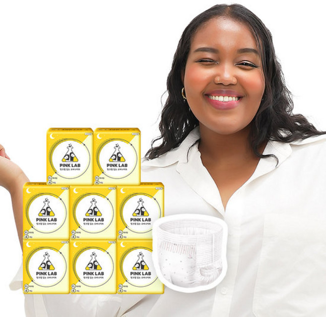 핑크랩 입는 오버나이트 특대형 4매 / 팬티형 생리대, 4매입, 8개