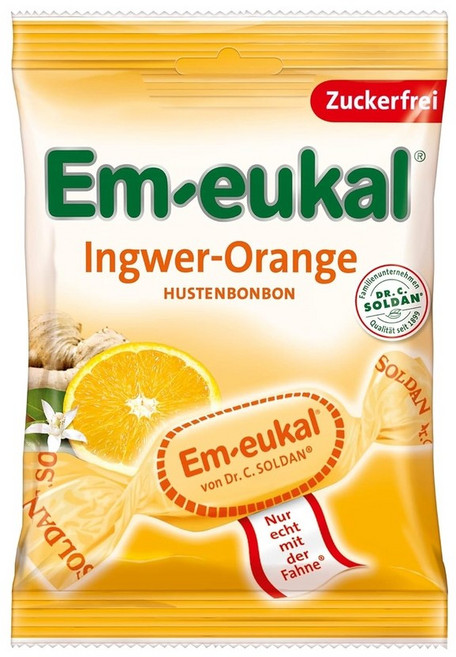 Em-eukal EM EUKAL 생강과 오렌지 사탕 무설탕 75g, 1개