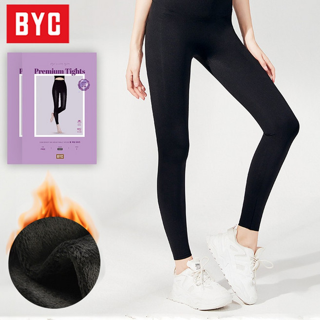 BYC 기모 무발 스타킹 고탄력 겨울 방한 융털 팬티스타킹 2P