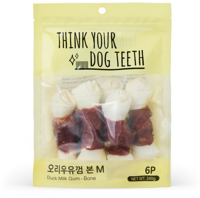 띵크유어도그티 강아지 딩고껌 중형 6P, 오리, 240g, 1개