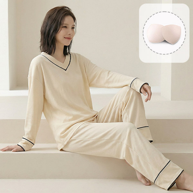 드마엘_코리 캡내장 긴팔 긴바지 잠옷 파자마 홈웨어 상하세트 (9color)