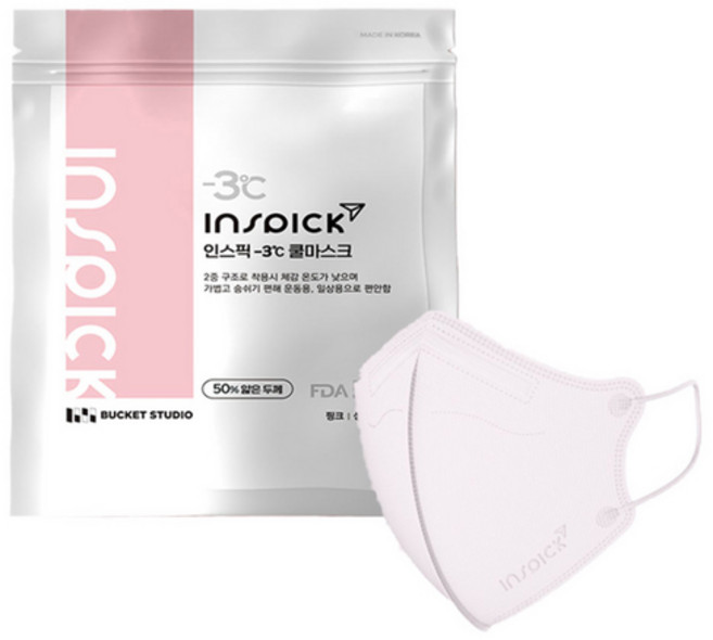 인스픽 마이너스 3도 쿨마스크 성인용 KF-AD 대형, 25개입, 1개, 핑크