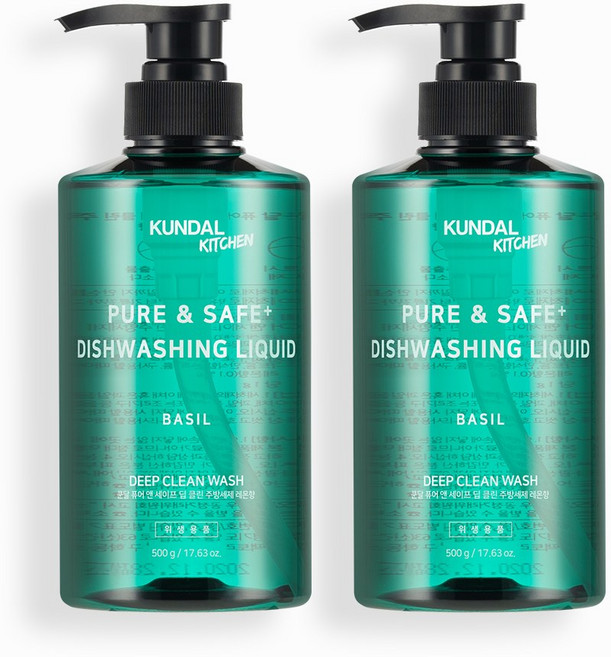 쿤달 퓨어 앤 세이프 딥 클린 주방세제 레몬 2+2 500ml 2개