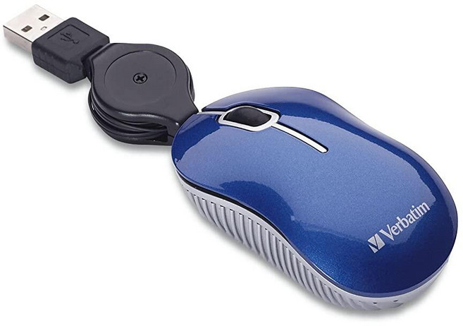 버바팀 유선 98616 광학 컴퓨터 BLUE 마우스 미니 U2013 케이블 USB 접이식, USB-A, 블루