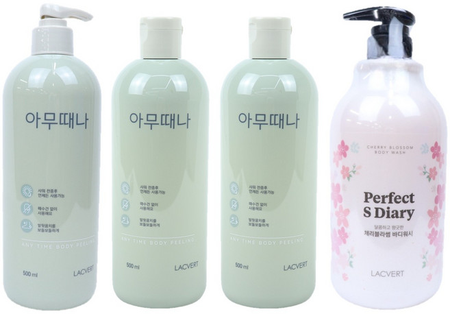 라끄베르 아무때나 때필링 3+1 대용량바디워시, 4개, 500ml